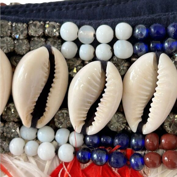 Figue Silk Mini Dress with Shells and Feathers - Picture 2 of 6